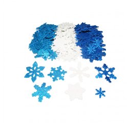 Flocons de neige sodertex en mousse eva pailletee 2mm 3    tailles 240 pcs 3 coloris     assortis