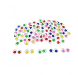 Yeux mobiles sodertex sans cils colores adhesifs 10mm    100 pcs