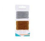 Cartes de fils sodertex or et argent 1mm x 10ml 2 pcs       coloris assortis