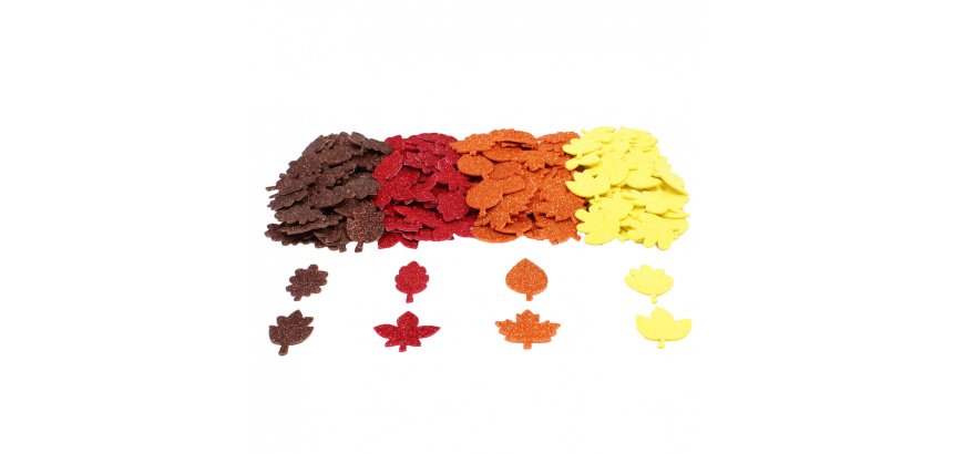 Gommettes automne mousse sodertex eva pailletee 3,50cm 200 pieces 4 coloris assortis