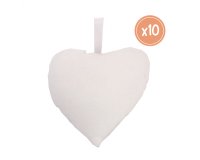 Coeurs sodertex en coton avec accroche a customiser 80x90mm coloris blanc lot de 10