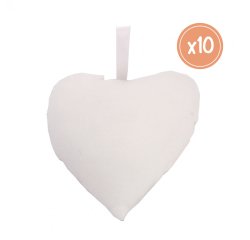 Coeurs sodertex en coton avec accroche a customiser 80x90mm coloris blanc lot de 10