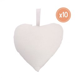 Coeurs sodertex en coton avec accroche a customiser 80x90mm coloris blanc lot de 10