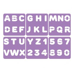 Pochoirs sodertex chiffres et lettres en plastique          incassable 5mm 140x140mm 6    pcs coloris assorti