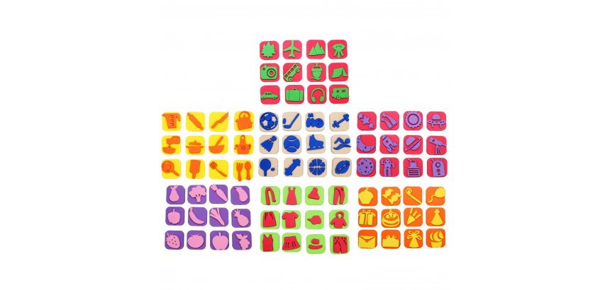 Maxi pack de 84 mini tampons sodertex 7 themes assortis