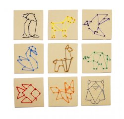 Kit sodertex string art orig'animals avec planches    mousse epingles plastique     fils couleur feuilles papier