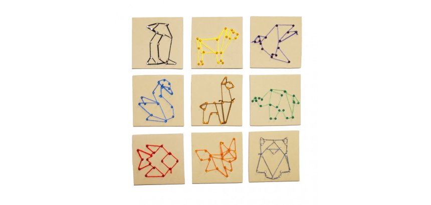 Kit sodertex string art orig'animals avec planches    mousse epingles plastique     fils couleur feuilles papier