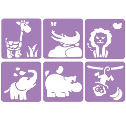Pochoirs sodertex dans la savane en plastique           incassable 5mm 140x140mm 6    pcs coloris assorti