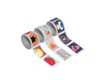 Pack 425 timbres sodertex adh sifs rouleau bons points  + cartable 2,5 mmx5m  3       rouleaux assortis