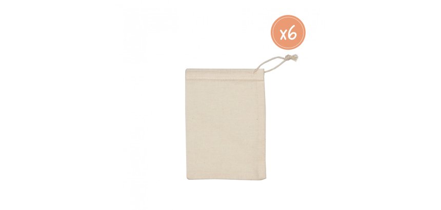 Pochons sodertex en coton 150gm2 110x150mm 6 pcs        coloris écru