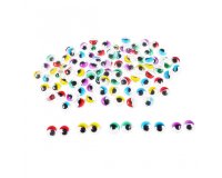 Yeux mobiles sodertex avec cils colores adhesifs 10mm    100 pcs
