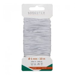 Carte de fil elastique sodertex pour masque 1mm x    10ml 1 pc coloris blanc