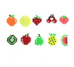 Pack de 1500 Aqua Perles Fruits D3 mm, 7 coloris assortis + 10 feuilles modèles 7,8 x 7,8 cm