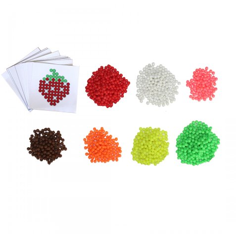 Pack aqua sodertex perles aqua'fruits + 10 mod les - 3  x 3 mm - 1500 pcs - 7 coloris assortis