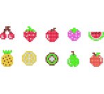 Pack de 1500 Aqua Perles Fruits D3 mm, 7 coloris assortis + 10 feuilles modèles 7,8 x 7,8 cm