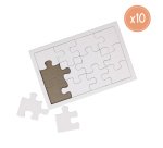 Puzzle carton sodertex 900gm2 a customiser avec trottoir 12 pcs 140x210mm coloris blanc   10 pcs