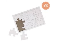 Puzzle carton sodertex 900gm2 a customiser avec trottoir 12 pcs 140x210mm coloris blanc   10 pcs