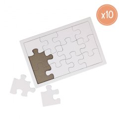 Puzzle carton sodertex 900gm2 a customiser avec trottoir 12 pcs 140x210mm coloris blanc   10 pcs