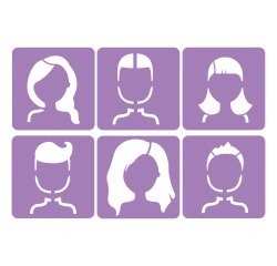 Pochoirs sodertex les visages en plastique incassable 5mm   140x140mm 6 pcs coloris       assorti