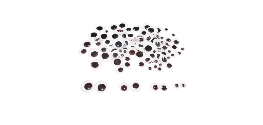Yeux mobiles sodertex ronds sans cils noirs adhesifs 100  pcs