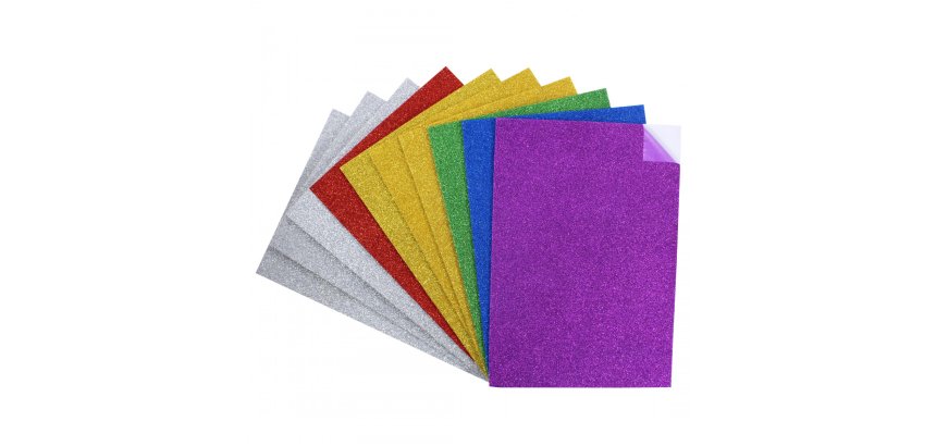 Mousse eva sodertex pailletee adhesive 2mm 210x297mm 10     coupons 6 coloris assortis