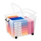 Boîte de rangement Smart Box Strata avec couvercle clipsé et roues dim int.38x48x37cm transparent 75L