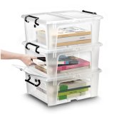 Boîte de rangement SmartBox Strata Transparent, 20L, en PP, couvercle clipsé, L46 x H19 x P37 cm