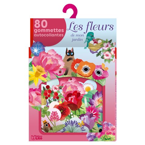 Boîte de 80 gommettes thème les fleurs du jardin. A partir de 3 ans