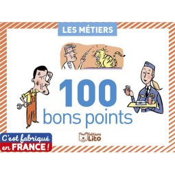 Boîte de 100 bons points thèmes les métiers avec texte pédagogique format 6,2x8,2cm