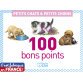 Boîte de 100 bons points chats chiens, 20 images par 5 ex avec texte documentaire au dos