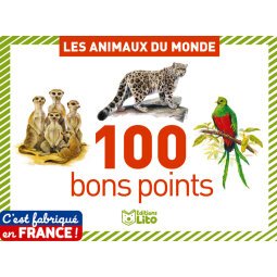 Boîte 20 bons point par 5 exemplaires: au recto un animal, au verso une information.