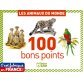 Boîte 20 bons point par 5 exemplaires: au recto un animal, au verso une information.