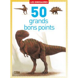 Boîte de 50 grands bons points dinosaures, format 9,8 x 13,5 cm