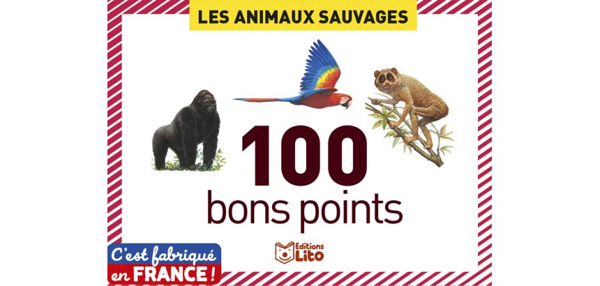 Bon point éditions lito animaux sauvages texte pédagogique au verso 61x82mm boîte 100 unités