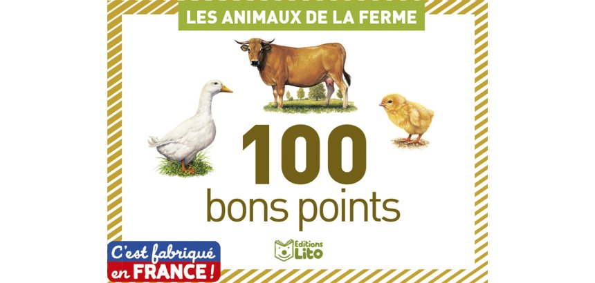 Bon point éditions lito animaux ferme texte pédagogique au verso 61x82mm boîte 100 unités