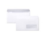 Paquet de 25 Enveloppes Blanches DL-110x220mm - Auto-Adhésives - 80g/m2 - Fenêtre Papier Cristal de 35x100 (position 20/20) - Blanc