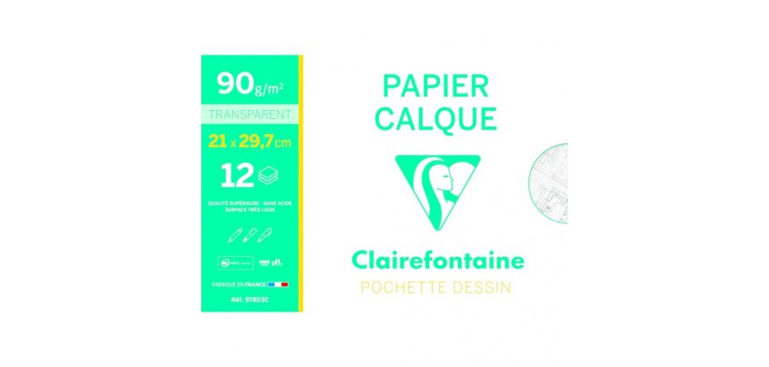 Papier Calque pochette 12F A4 90/95g