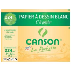 Papier à dessin 'C' à grain, A4, 224 g/m2, blanc