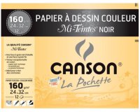Papier dessin canson mi-teintes 160g a4+ unicolore noir pochette 12f