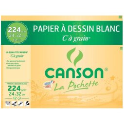 Pochette de 10 feuilles de papier dessin Canson C A GRAIN 224g A3 Ref-27115