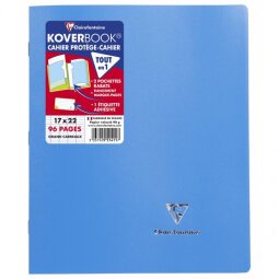 Cahier piqué Koverbook 17x22 cm 96 pages grands carreaux couverture polypropylène opaque 100% recyclé - Assortis