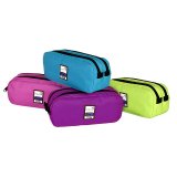 Trousse TEKNIK rectangle 2 compartiments 22x10x7cm Nylon -Assortis : Violet, Rose, Turquoise, anis