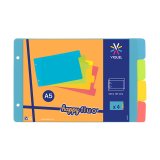 Jeu de 4 intercalaires polypro HAPPYFLUO A5 portrait (classeur à fiche). Coloris fluo multicolores