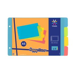 Intercalaires viquel a5 happy fluo 4 positions 14,5x22,5cm  coloris assortis