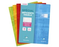 Cahier piqué déficients visuels 24x32cm 48 pages grands carreaux noirs 2 ,5mm agrandis 10x10 Couleur aléatoire - Assortis