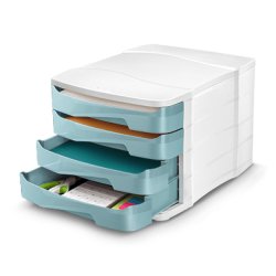 Module de classement PROTECT 4 tiroirs - Dim (lxhxp) : 29,2 x 24,6 x 38,6 cm. Coloris vert d'eau