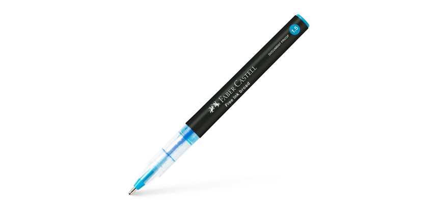 Roller à encre liquide Free Ink broad. Coloris bleu ciel. Pointe large 1,5mm