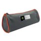 Trousse écolier ronde - étiquette personnalisable - coloris Gris/Orange