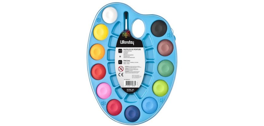 Boîte de pastilles de peinture, en palette,12 couleur