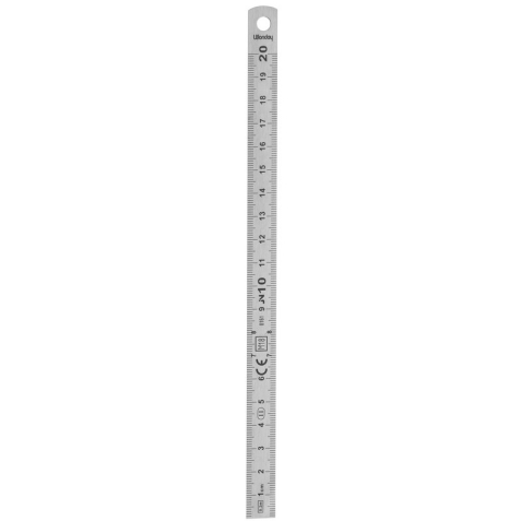 Réglet inox 2 faces mm et 1/2mm 20 cm